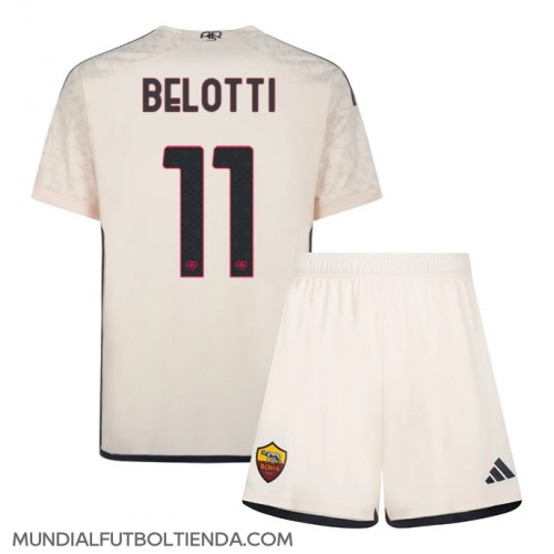Camiseta AS Roma Andrea Belotti #11 Segunda Equipación Replica 2023-24 para niños mangas cortas (+ Pantalones cortos)